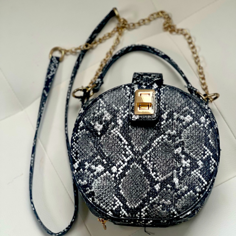 Fashion Crossbody Bag Snakeskin Shoulder Bag with Chain Strap for Women